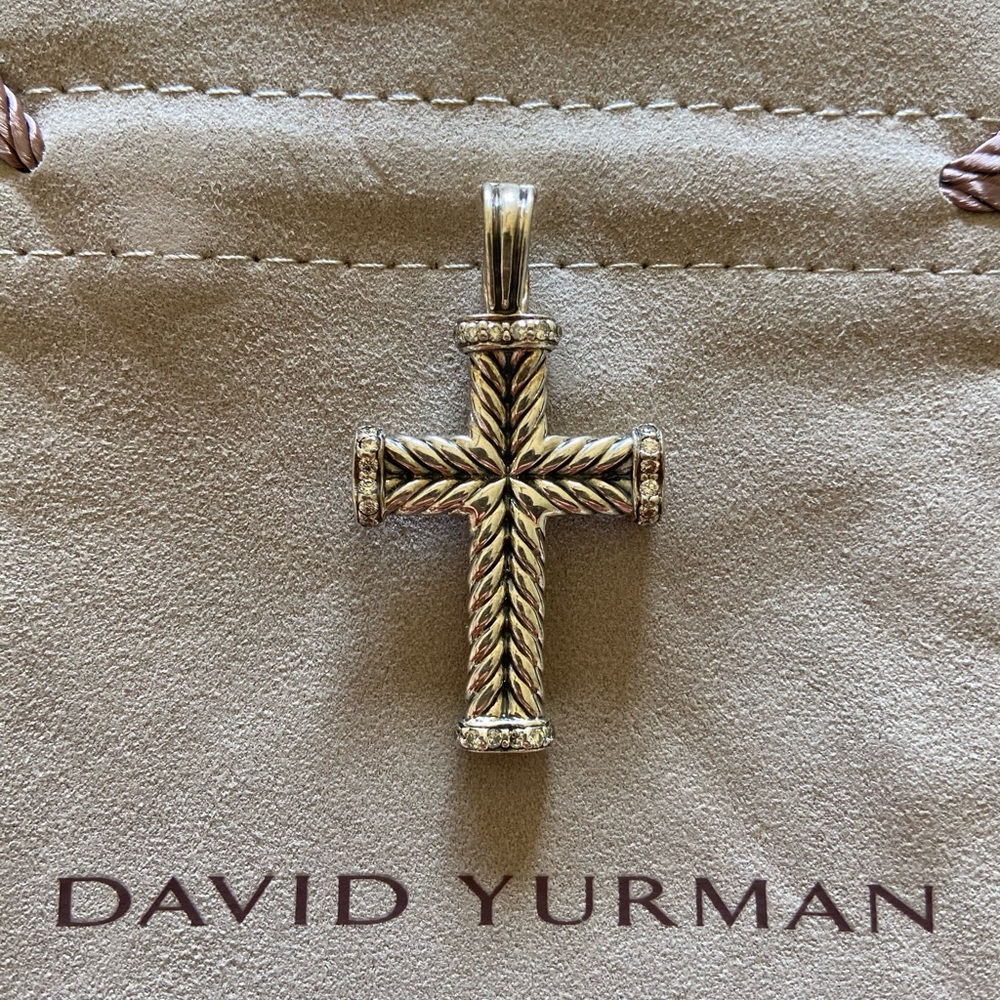 David Yurman Chevron Cross w Diamonds